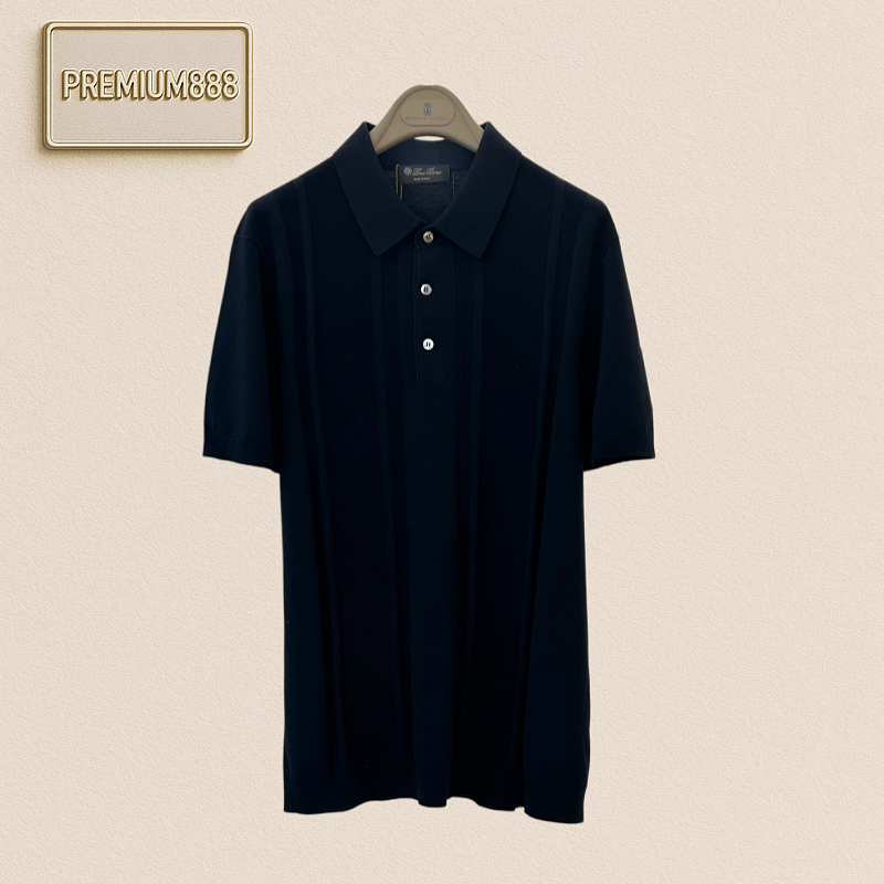 Loro Piana Norio Piani Vertical Pattern Knitted Polo Shirt