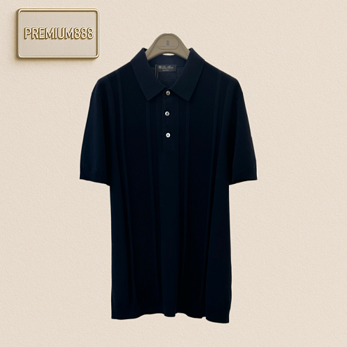 Loro Piana Norio Piani Vertical Pattern Knitted Polo Shirt
