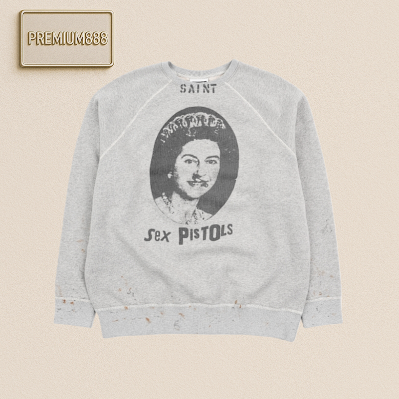 Denim Tears 24Fw Queen Elizabeth Distressed Printed Round-neck Sweatshirt