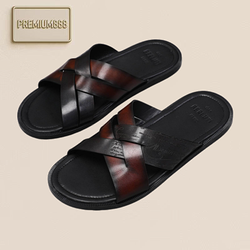 Arrival Spring-Autumn Series Italian-made Egio Sole Egio Written Leather Sandals The Upper