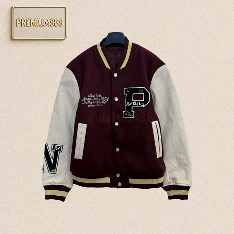 1v Louis Nigo Co-branded Leather Baseball Jacket