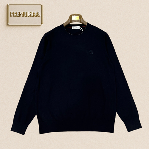 BC Brunello Round-neck Lightweight Embroidered Casual Long-Sleeve Knit Shirt