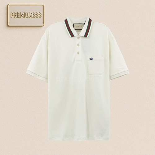 Gu Cci Embroidered Letters Polo Shirt