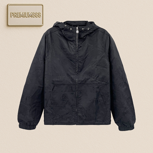 L V Dog Walking Dark Pattern Jacquard Jacket