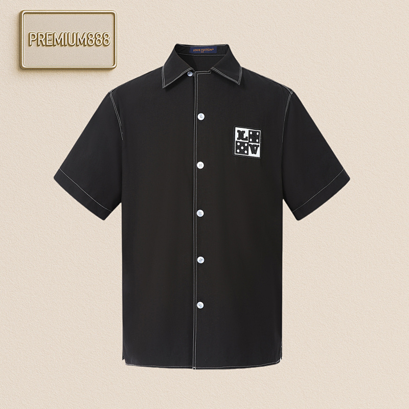 Louis VUITTON24SS Monogram-embroidered Open-collar Single-row Shirt Item