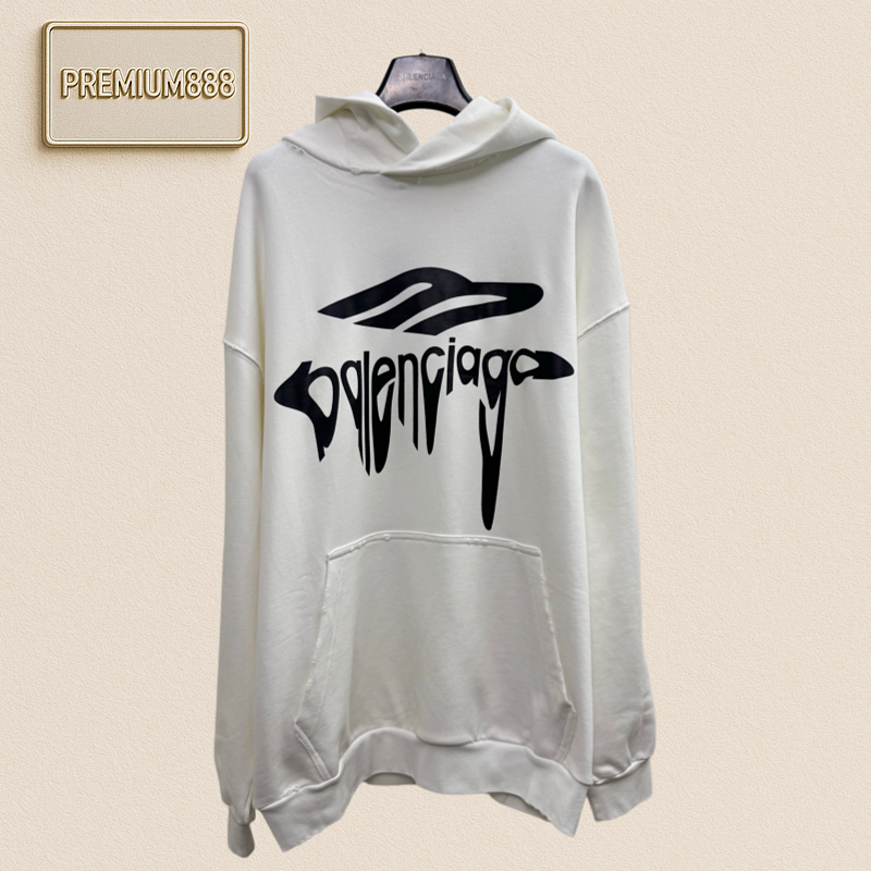 Balenciaga M Disolving Print Ragged Hooded Sweatshirt