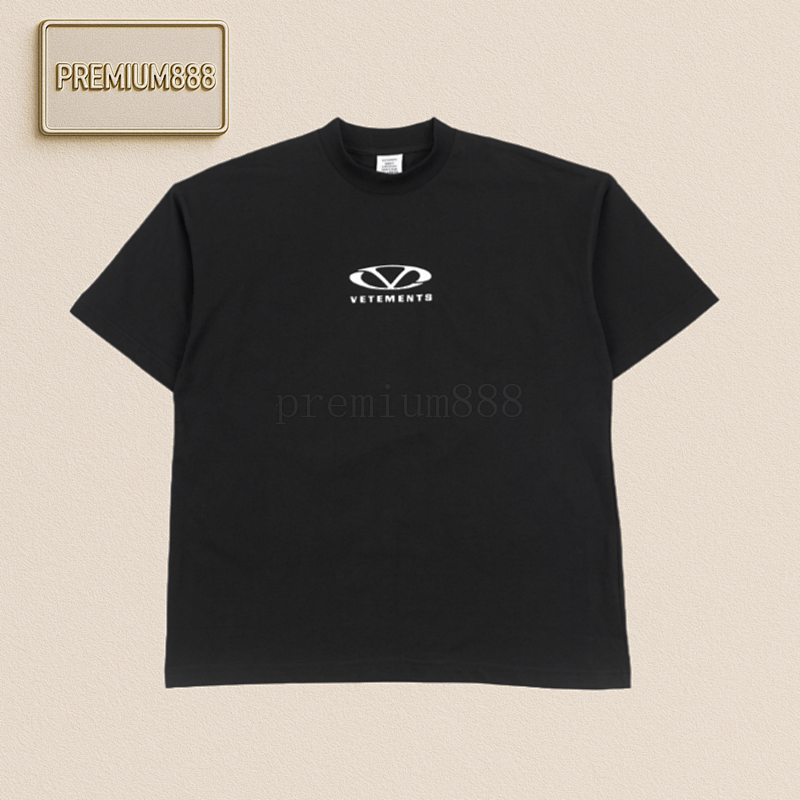 Vetements Logo Small Logo Slogan Print Short Sleeve T-shirt Black