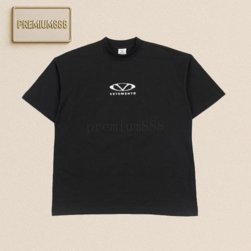 Vetements Logo Small Logo Slogan Print Short Sleeve T-shirt Black