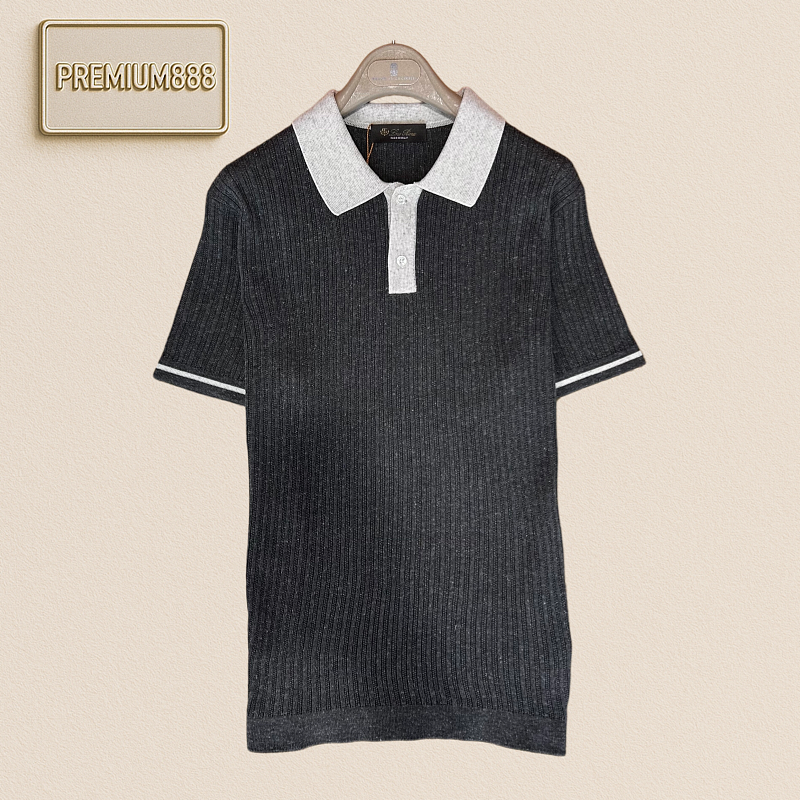 Loro Piana Color-Contrast Collar Knit Polo Shirt