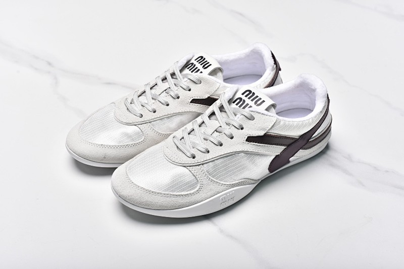 Off-White Miu Gymnasium Suede Round-toe Lace-up Thin Sole Shoes Low Top Casual Shoes Men's And Women