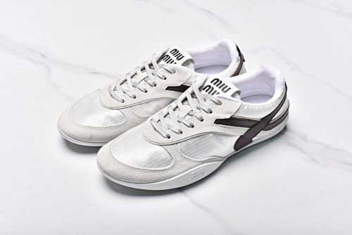 Off-White Miu Gymnasium Suede Round-toe Lace-up Thin Sole Shoes Low Top Casual Shoes Men's And Women