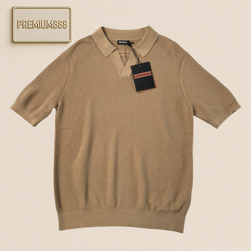 Zeg Three-color Knitted Short Sleeve Shirt