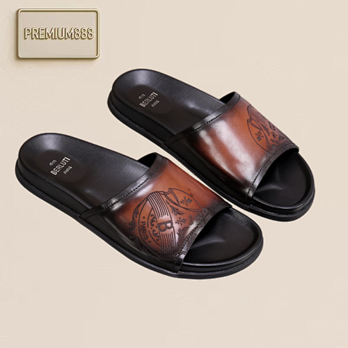 Arrival Spring-Autumn Series Italian-made Egio Sole Egio Written Leather Sandals. The Uppe