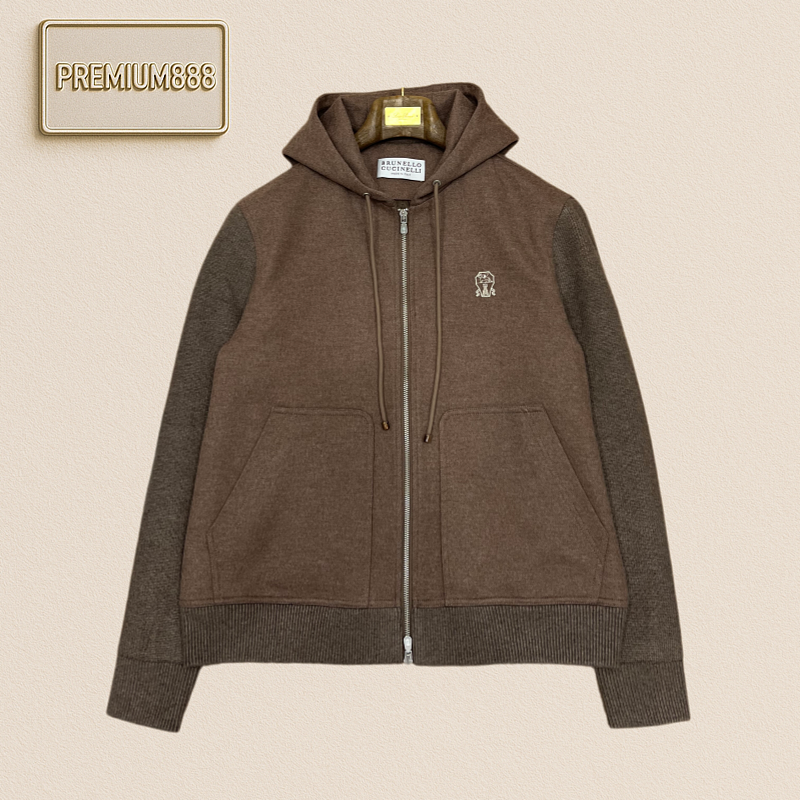 BC Brunello Embroidered Small Hooded Casual Zip-Up Sweatshirt