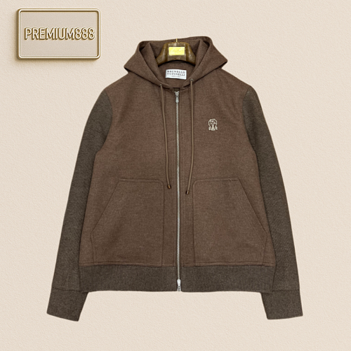 BC Brunello Embroidered Small Hooded Casual Zip-Up Sweatshirt