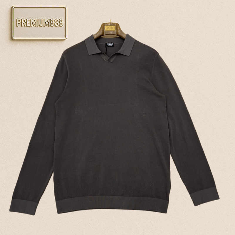 Zegna Jeni Casual Blended V-neck Knitted Polo Shirt