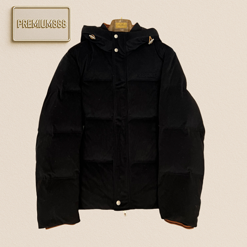 Zegna Jenia Corduroy Hooded Short Down Jacket