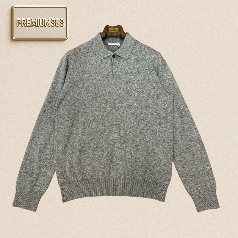The Row Casual Flowy Long-Sleeved Polo Knitted Shirt