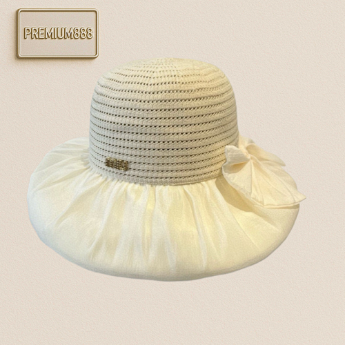 Miumiu New Lantern Hat Sunshade Straw Hat UV-resistant Brim Head Circumference 57cm