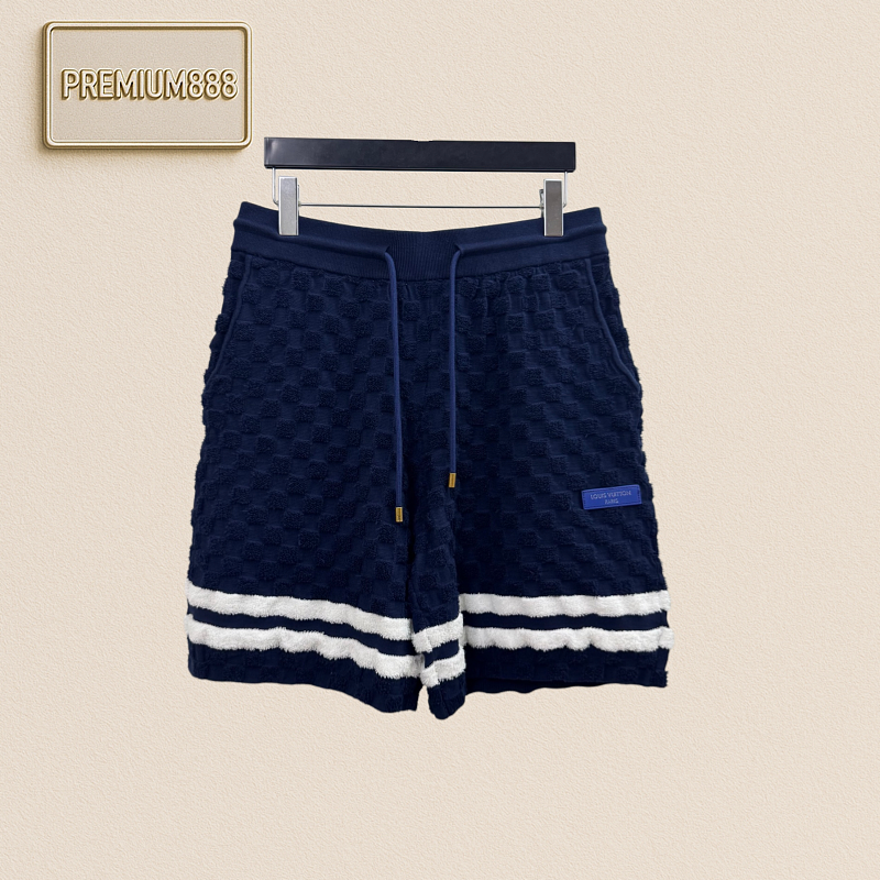 1v Louis Checkered Texture Jacquard Knit Shorts