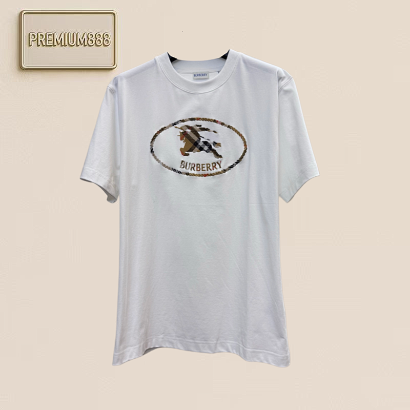 Bbr Burberry Spring Horse Logo Embroidered Short-Sleeved T-Shirt