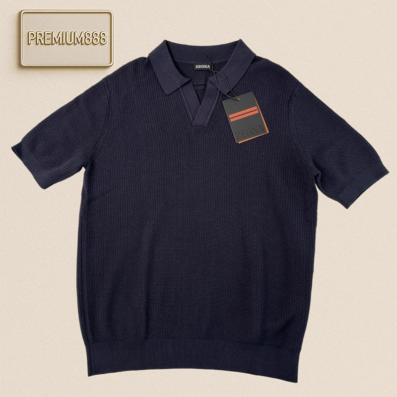 Zeg Three-color Knitted Short Sleeve Shirt