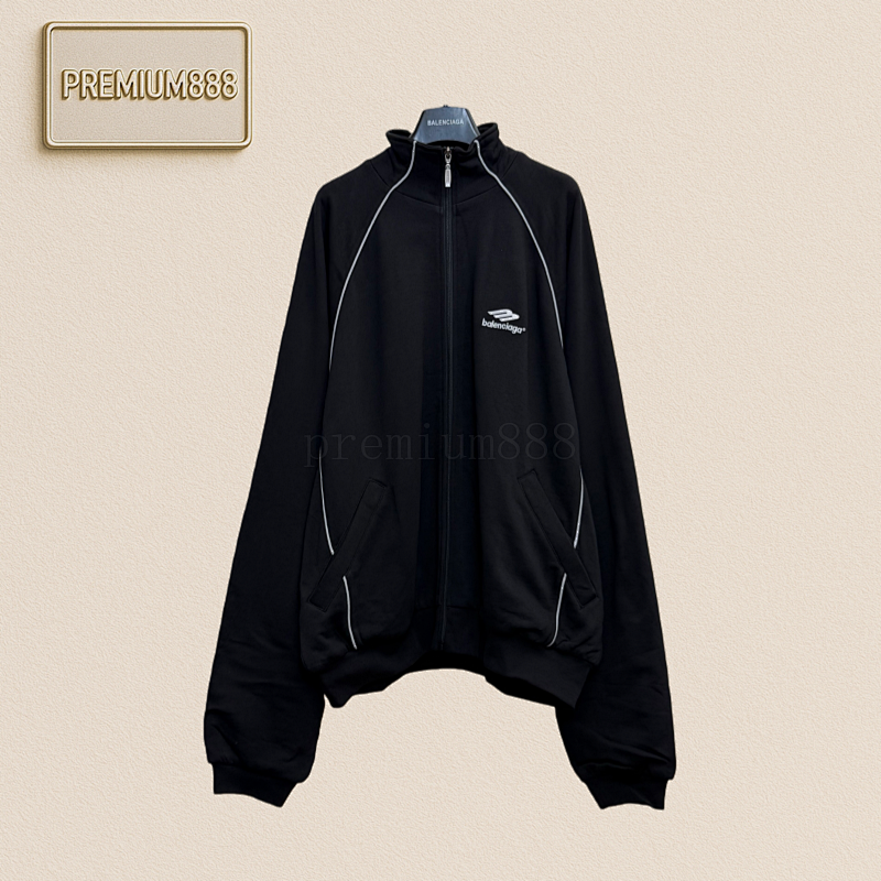 Balenciaga 3b Embroidered Line Stand-up Collar Zipper Jacket