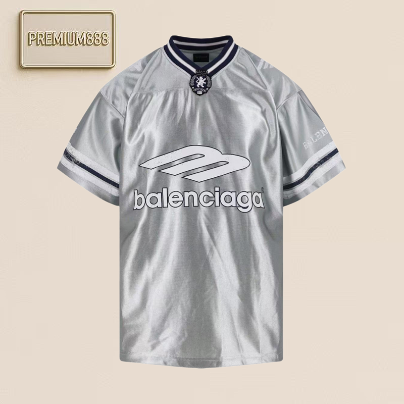 Balenciaga Blcg Rugby Series Shirt V-neck Short Sleeve