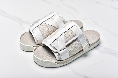 Dior Alpha Obique Electric Embroidery Slippers With White Flowers