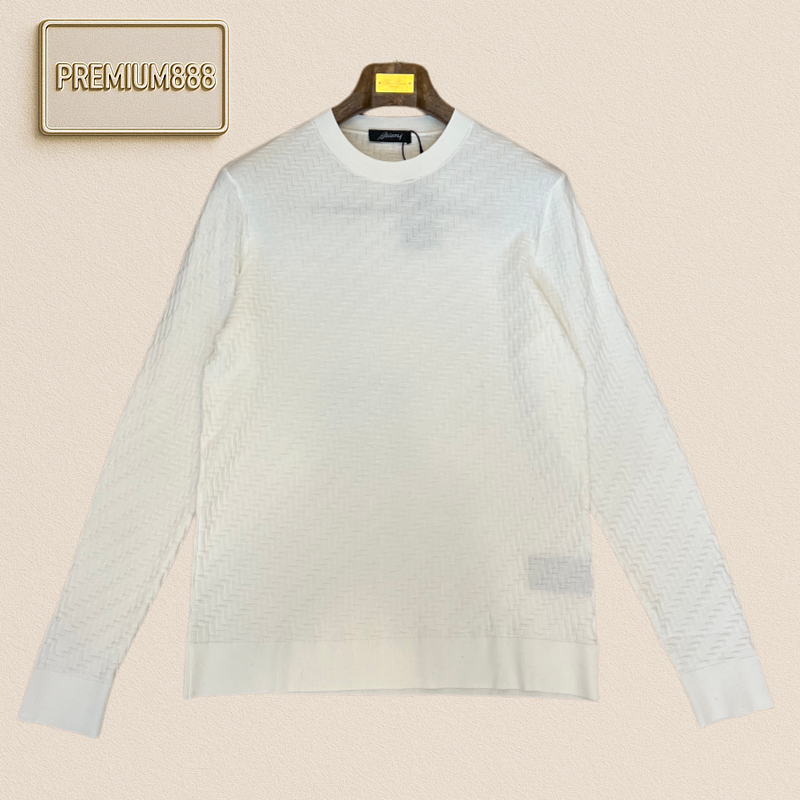 Brioni Briooni Vertical Holes Round Neck Casual Long-Sleeved Knit Shirt