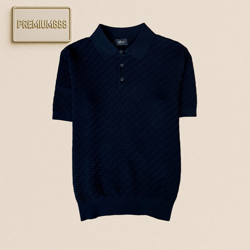 Brioni Braioni Woven Texture Knitted Polo Shirt