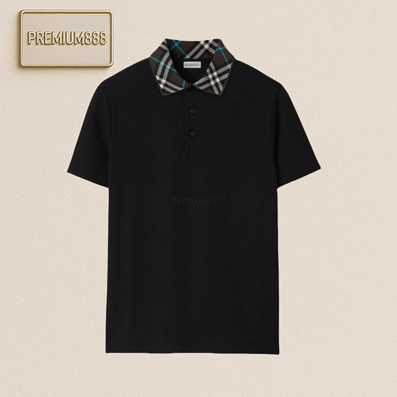Bu Rberry Fw24 Solid Color Shield Embroidered Short Sleeve Polo Shirt