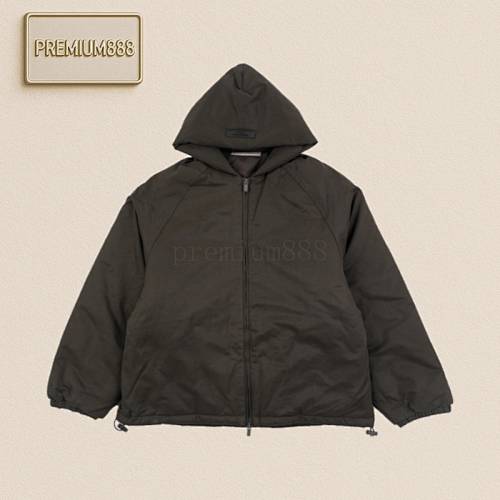 Essentials Fear Of God Fog Essential Double-stitch Double-row Silicone Letter Hooded Cotton Jacket