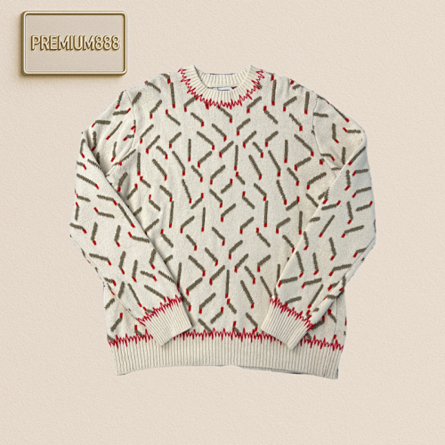 BV Matchstick Element Jacquard Round-neck Knitted Sweater
