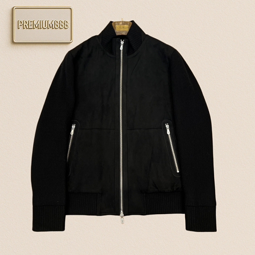BC Brunello Patched Synthetic Suede-Like V-Neck Embroidered Jacket