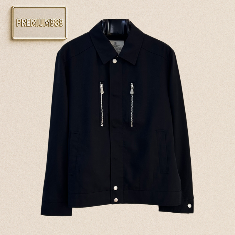 Brunello Cucinelli - Double Zippers Collarless Work Jacket