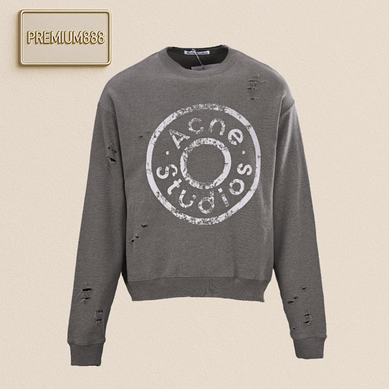 Acne Studios Made A Vintage Printed Ripped Crew Neck Sweatshirt