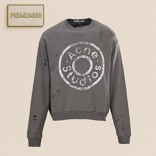 Acne Studios Made A Vintage Printed Ripped Crew Neck Sweatshirt