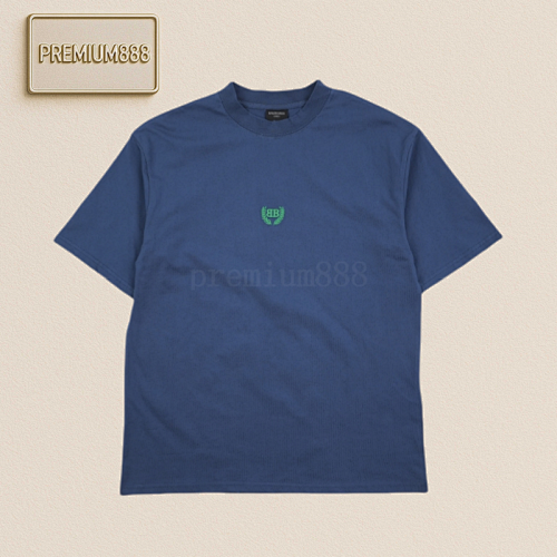 Ba Lenciaga Blue Wheat Ear Double B Embroidered T-shirt