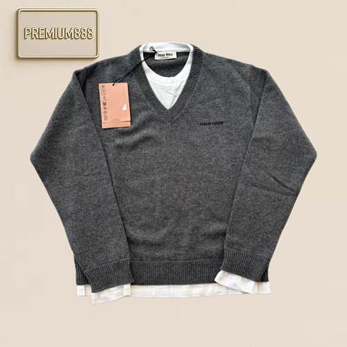 Miu Double-layered Knitted Sweater