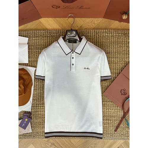 Loropiana Classic Contrasting Color Collar Knit Polo Shirt
