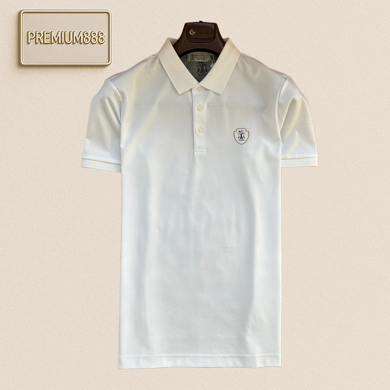BC Brunello Classic Shield Logo Three-Button Polo Shirt