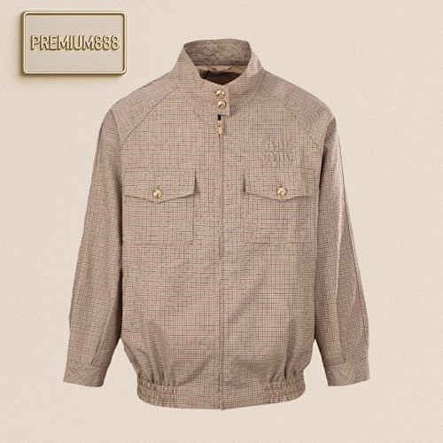 Miumiu MM Fine Check Tunic Jacket Khaki