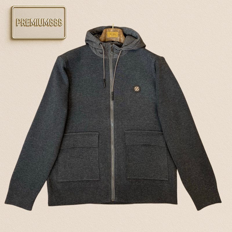 Zegna Jenia Wool Blend Hooded Knitted Jacket