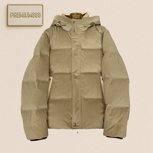 Zegna Jenia Corduroy Hooded Short Down Jacket