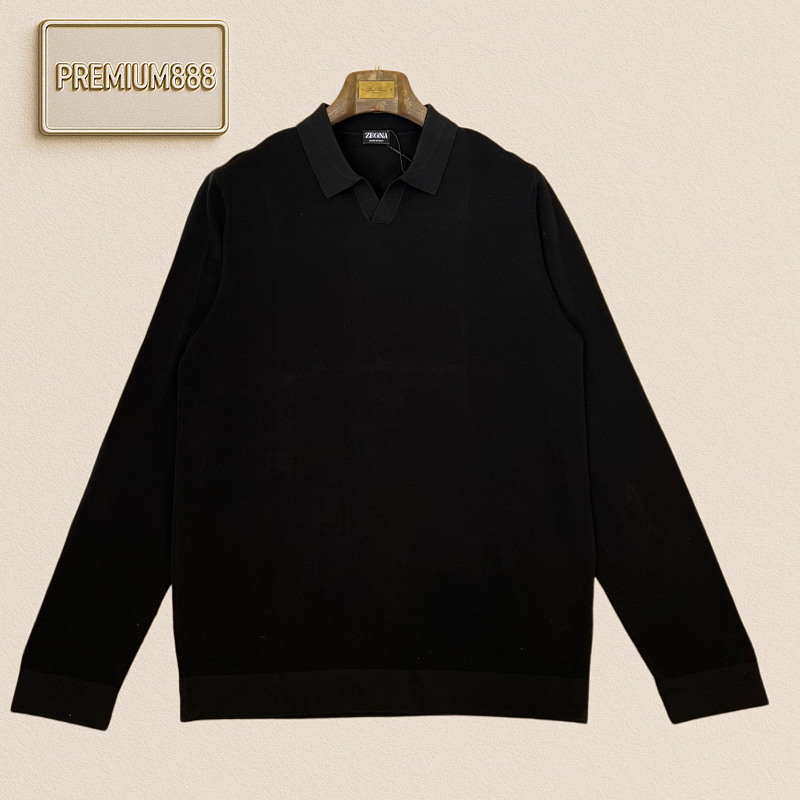 Zegna Jeni Casual Blended V-neck Knitted Polo Shirt