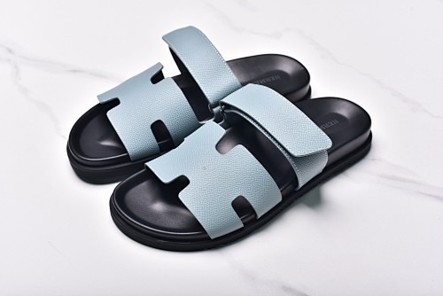 Hermès Hermes Chypre Flat Slippers Classic Teal Check