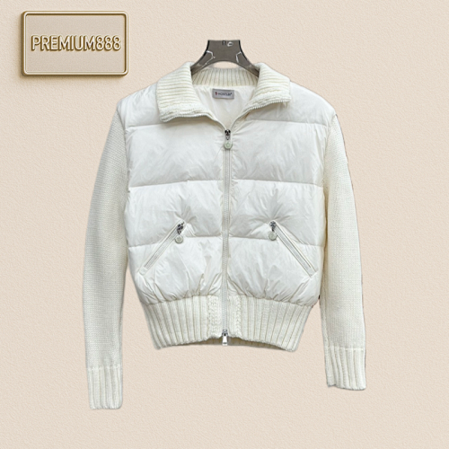 Moncler Mengkou Stand-up Collar Knitted Patchwork Down