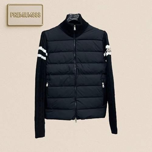Moncler. Mengkou TB Armband Knitted Patchwork Stand-up Down Jacket