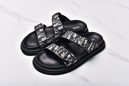 Dior Aqua Adjustable Strap Silent Slippers Men's Beige